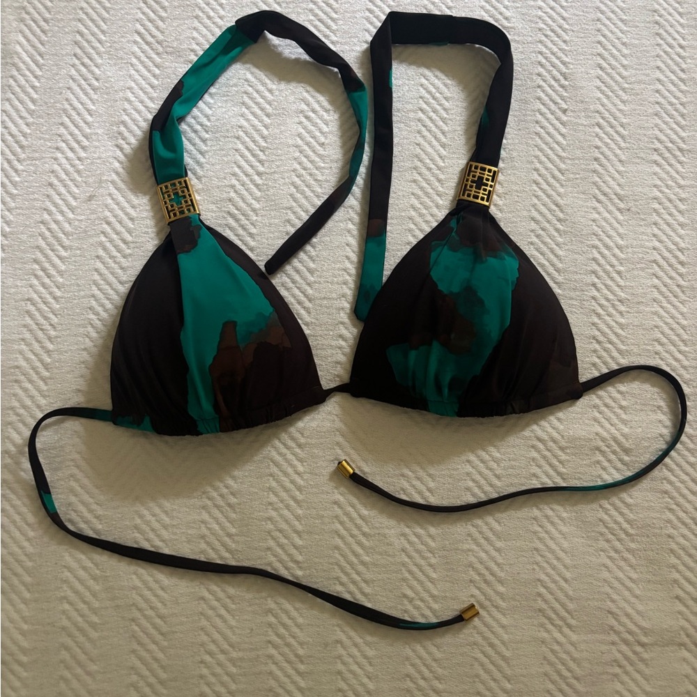 Natori Black and Teal bikini top